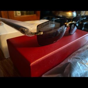CARTIER Gold Buffalo horn black tint glasses